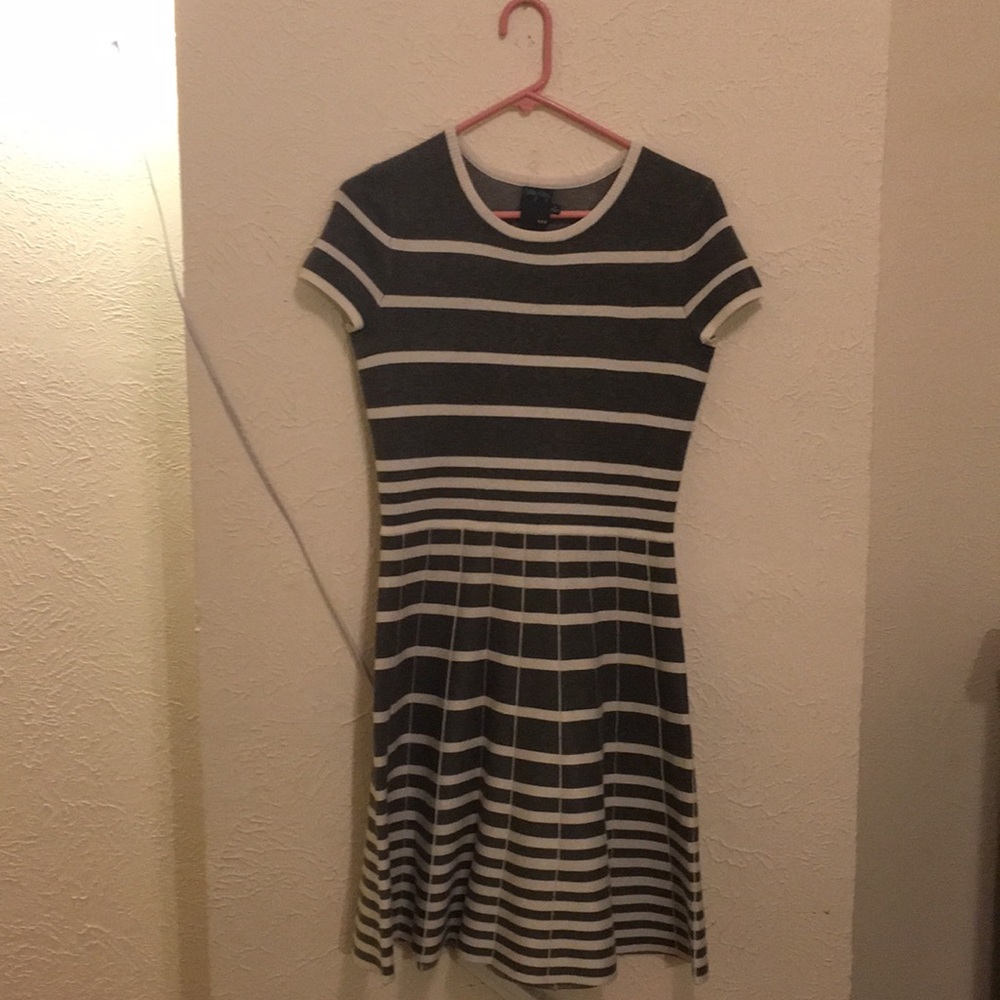 Gray and White Striped Dress